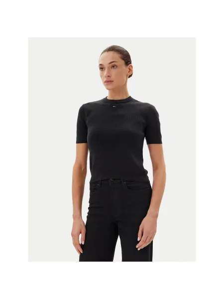 Tommy Jeans T-Shirt Essential Regular Fit μαύρο