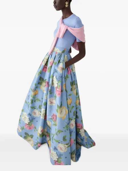 Fusta maxi Carolina Herrera cu model floral cu imagine albastru