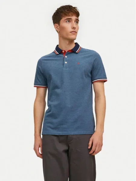 Polo majica Jack & Jones s kratkimi rokavi modra