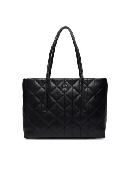 Calvin Klein Дамска чанта Quilted Small Tote черен