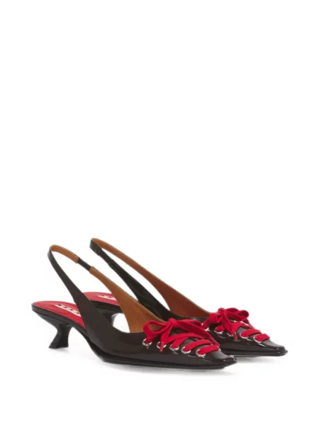 Pantofi cu toc Marni din piele slingback maro