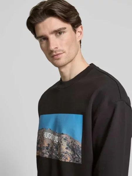 Bluza z nadrukiem z motywem model ‘Dartok’ Hugo czarna