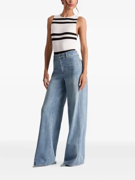 Body Alice + Olivia fără mâneci cu dungi alb