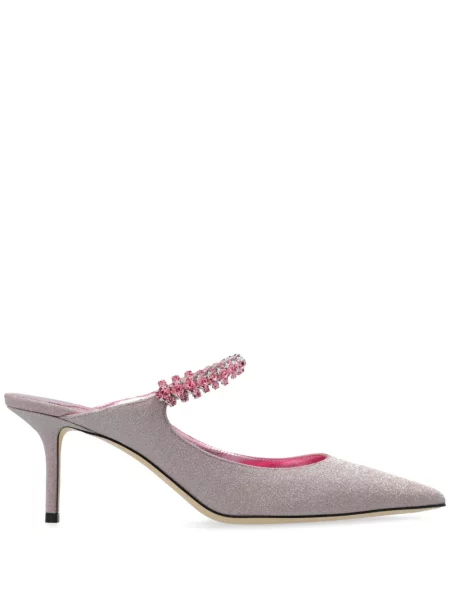Papuci tip mules Jimmy Choo de cristal roz