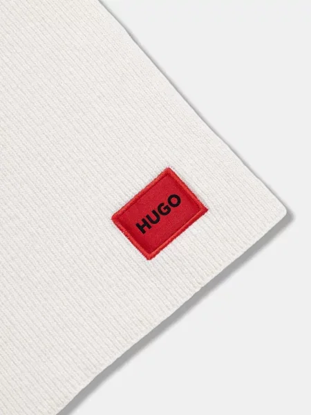 Шерстяной меланжевый шарф Hugo черный