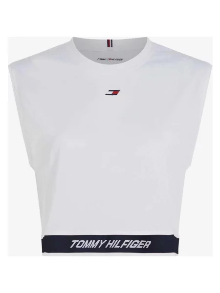 T-shirt bez rękawów Tommy Hilfiger Relaxed Tape C-Neck Pure White Dark Blue L biała