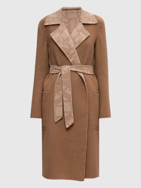 Двостороннє пальто ABITO з вовни на запах Max Mara коричневе