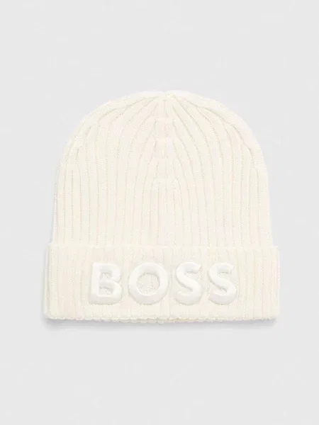 Вълнена шапка BOSS от вълна бяло