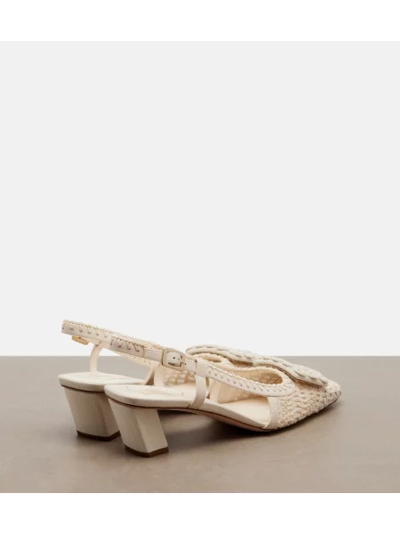 Pantofi cu toc Roger Vivier din piele slingback alb