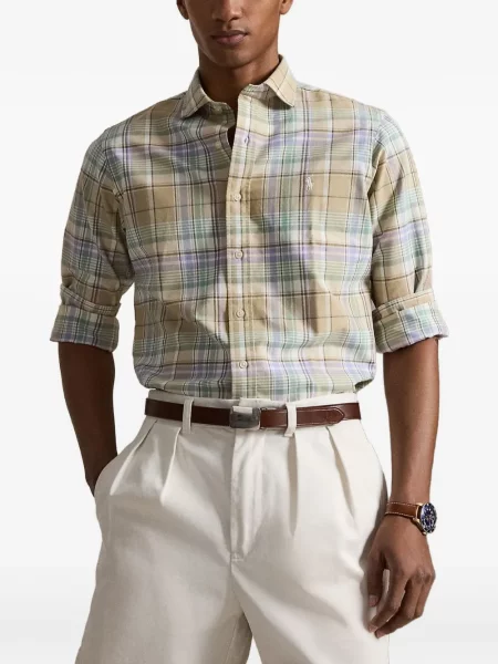 Μεταξωτή καρό γραβάτα Polo Ralph Lauren με σχέδιο καφέ