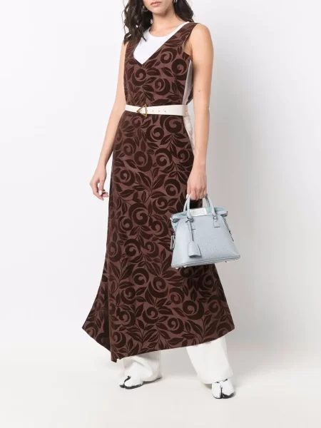 Sametové oblekové šaty Comme Des Garçons Pre-owned s potiskem hnědé