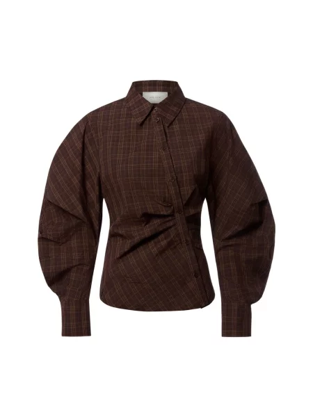 Neo Noir bluzka koszulowa Neoella Kobiety w kratkę 34 brązowy