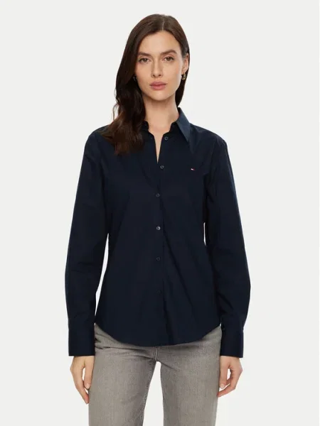 Ing Tommy Hilfiger Cotton Stretch Regular Ls Shirt Dark Blue S kék