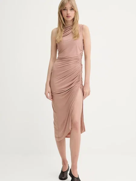 Rick Owens Lilies rochie midi mulată bej