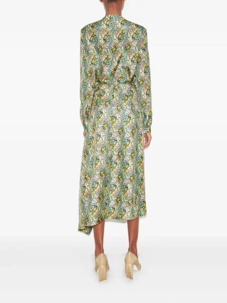 Bluză Tory Burch cu funde cu model paisley albastru