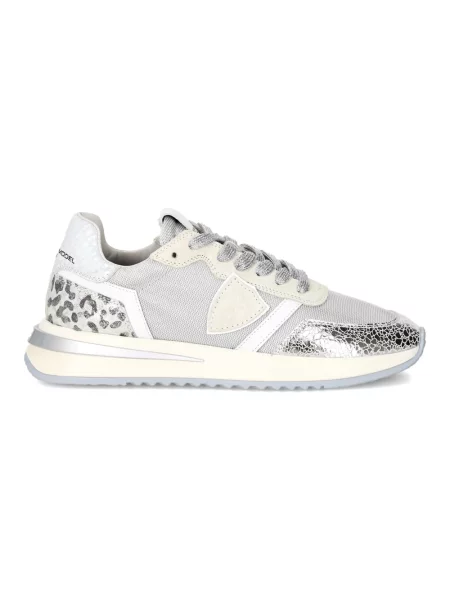 Philippe Model Buty Kobieta 37 EU Skóra Canvas Low Sneakers w kolorze srebrnym szary