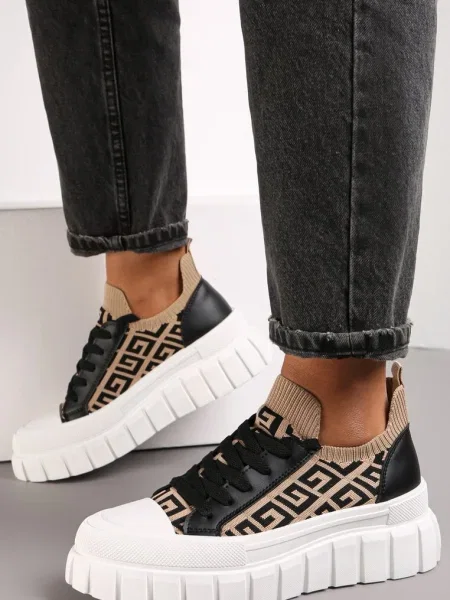 Sneakerși Inny cu platformă cu imprimeu geometric negru