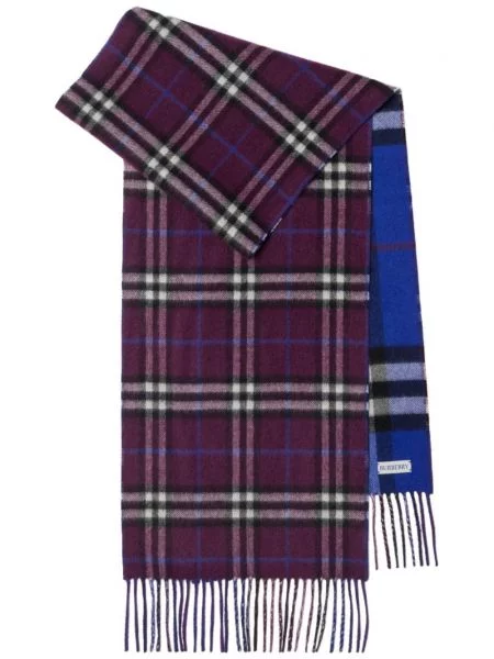 Reversibil fular Burberry din cașmir în carouri albastru