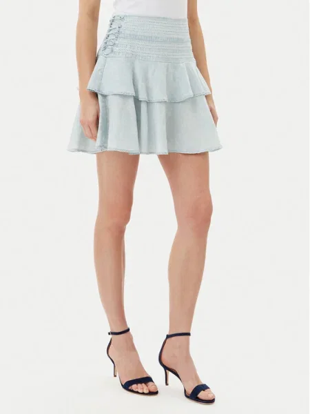 Guess Fustă mini celest albastru