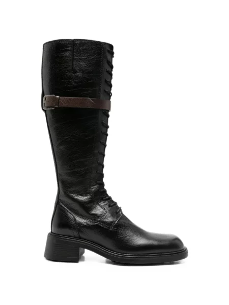 Botine Miista cu șireturi din dantelă cu bretele negru