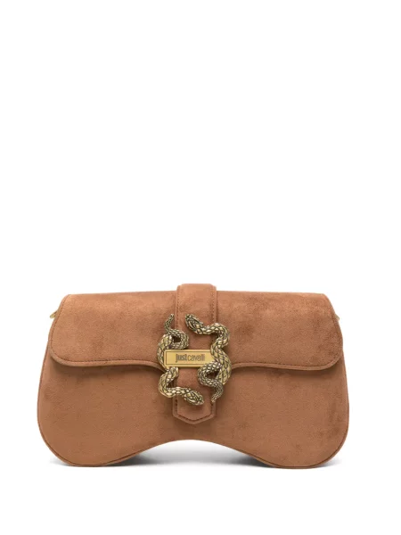 Geantă Just Cavalli cu model piele de șarpe maro