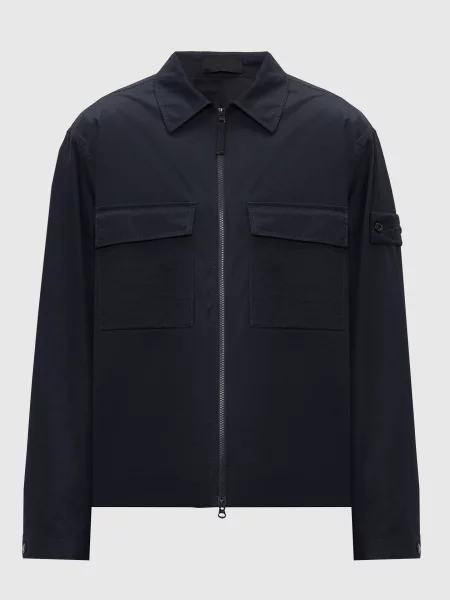 Куртка в стилі сорочки Stone Island синя
