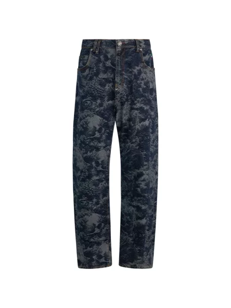 Дънки Philipp Plein с принт синьо