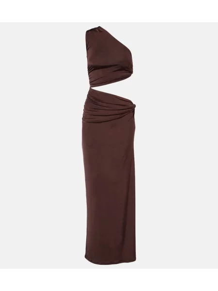 Rochie maxi Jade Swim cu un umăr gol de costum maro