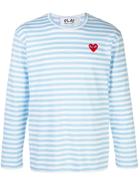 Tricou Comme Des Garcons Play cu dungi albastru