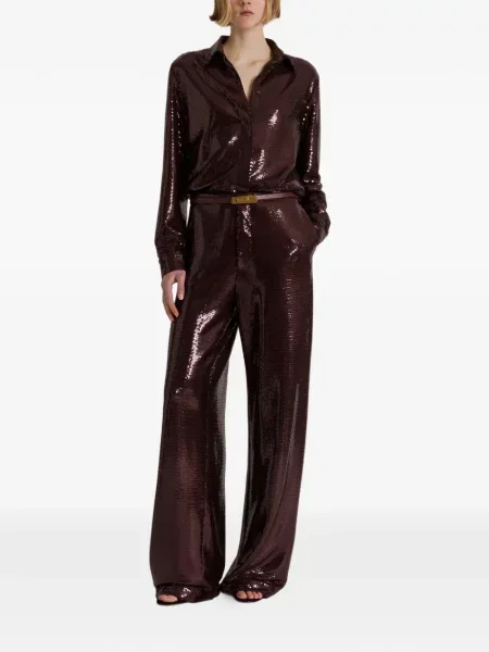 Pantaloni Alberta Ferretti cu paiete maro