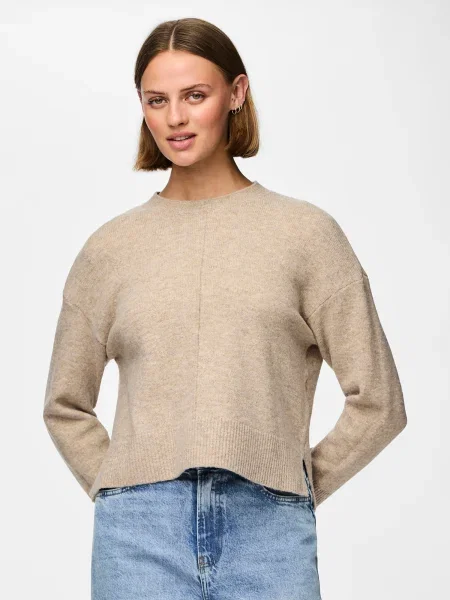 PIECES Pulover taupe gri
