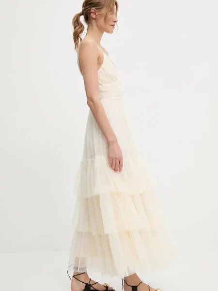 Answear Lab sukienka maxi rozkloszowana beżowy