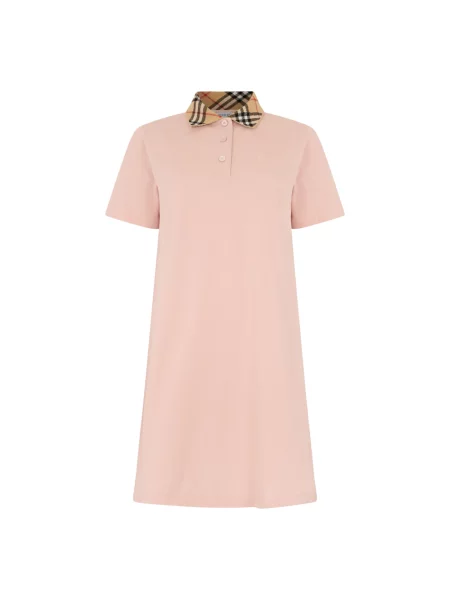 Sukienka Burberry w kratkę różowa