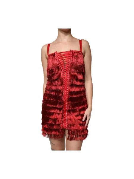 Sukienka mini Dolce And Gabbana koronkowa czerwona