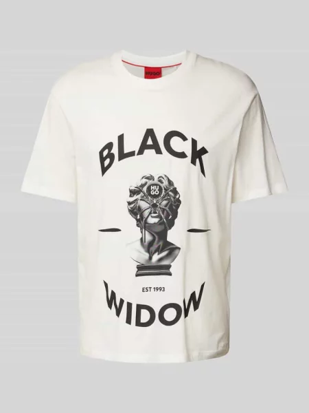T-shirt o kroju oversized z okrągłym dekoltem model ‘Dostalgi’ Hugo
