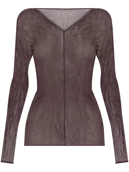 Топ Issey Miyake от шифон кафяво