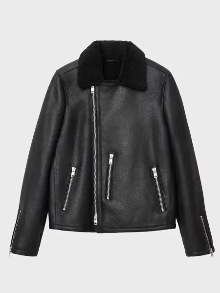Кожаная куртка Allsaints черная