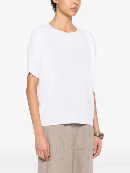 Krótka koszulka Ermanno Firenze koronkowa biała