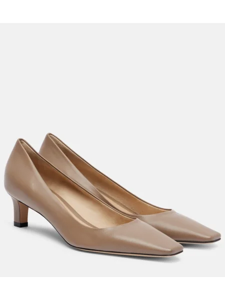 Pantofi cu toc The Row din piele bej