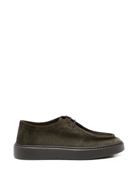 Pantofi loafer Doucal's cu șireturi din piele de căprioară verde