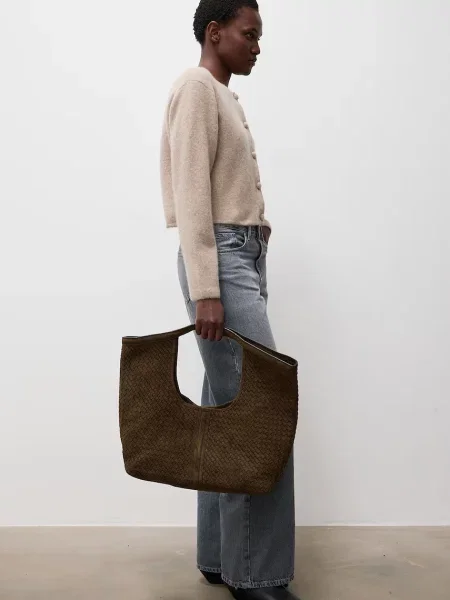 Answear.LAB geantă shopper pentru femei cu imitație de piele întoarsă verde