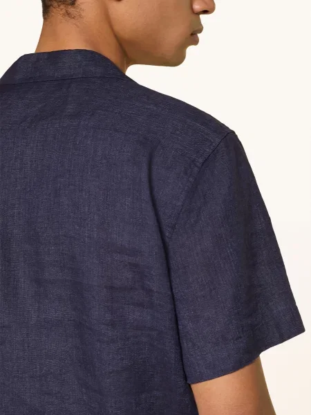 Frescobol Carioca Letní Košile Angelo Extra Slim Fit Z Lnu tmavě modrá