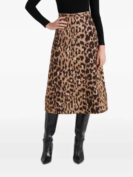 Fustă midi Temperley London cu imagine cu model leopard maro