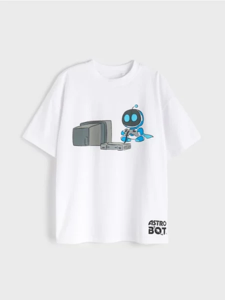 Sinsay oversize tričko s potiskem Astro Bot bílá