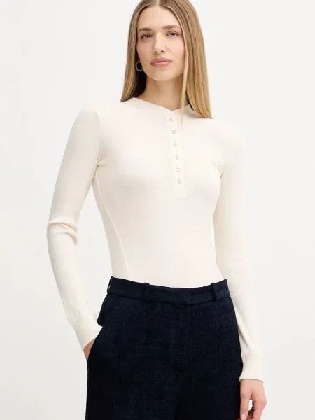 MAX&Co. longsleeve z dodatkiem wełny beżowa