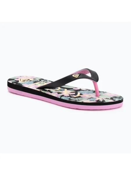 Șlapi pentru copii ROXY Tahiti VII black/pink stencil negru
