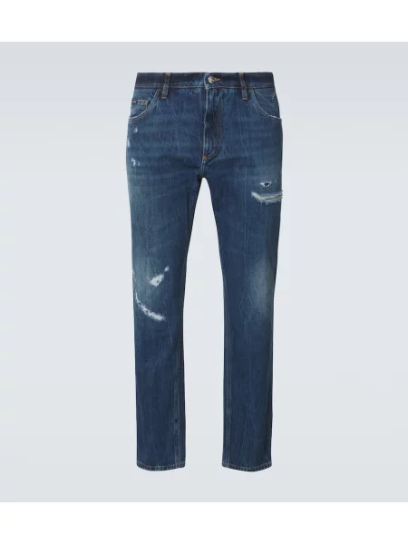 Obrabljene ravne kavbojke Dolce&gabbana modra