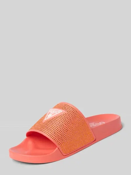 Klapki z aplikacją z logo Guess pomarańczowe