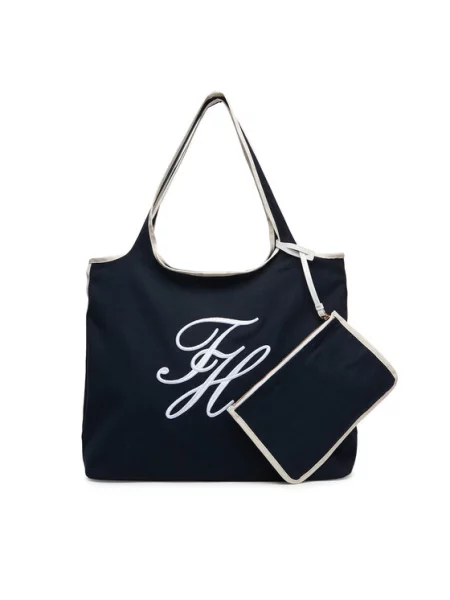 Τσάντα Tommy Hilfiger Th Summer Tote Canvas Σκούρο μπλε