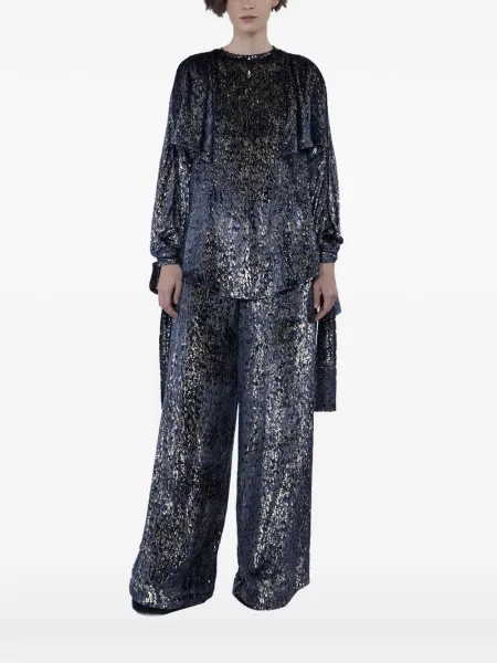 Кадифена изрежете блуза Biyan синьо